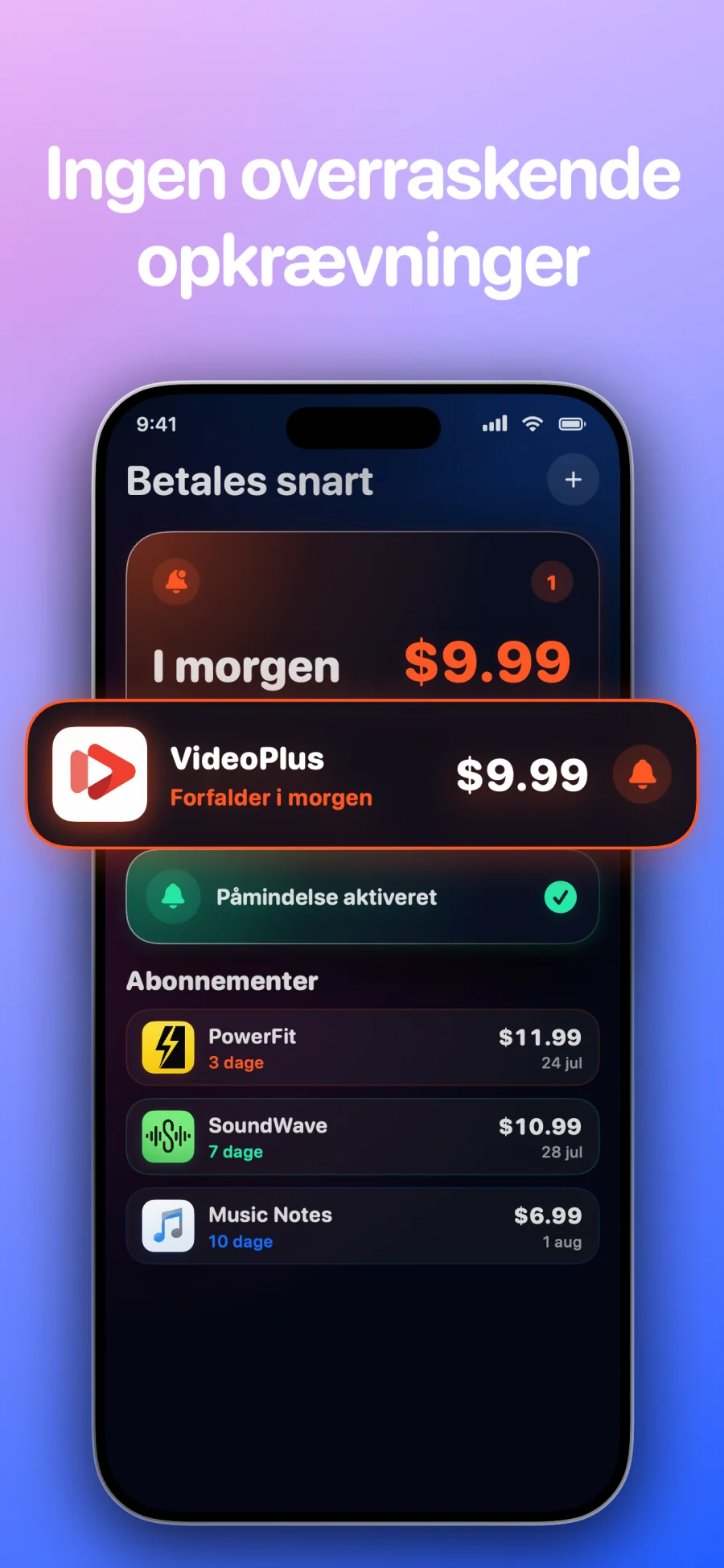 SubSub - SubTracker: app skærm 3