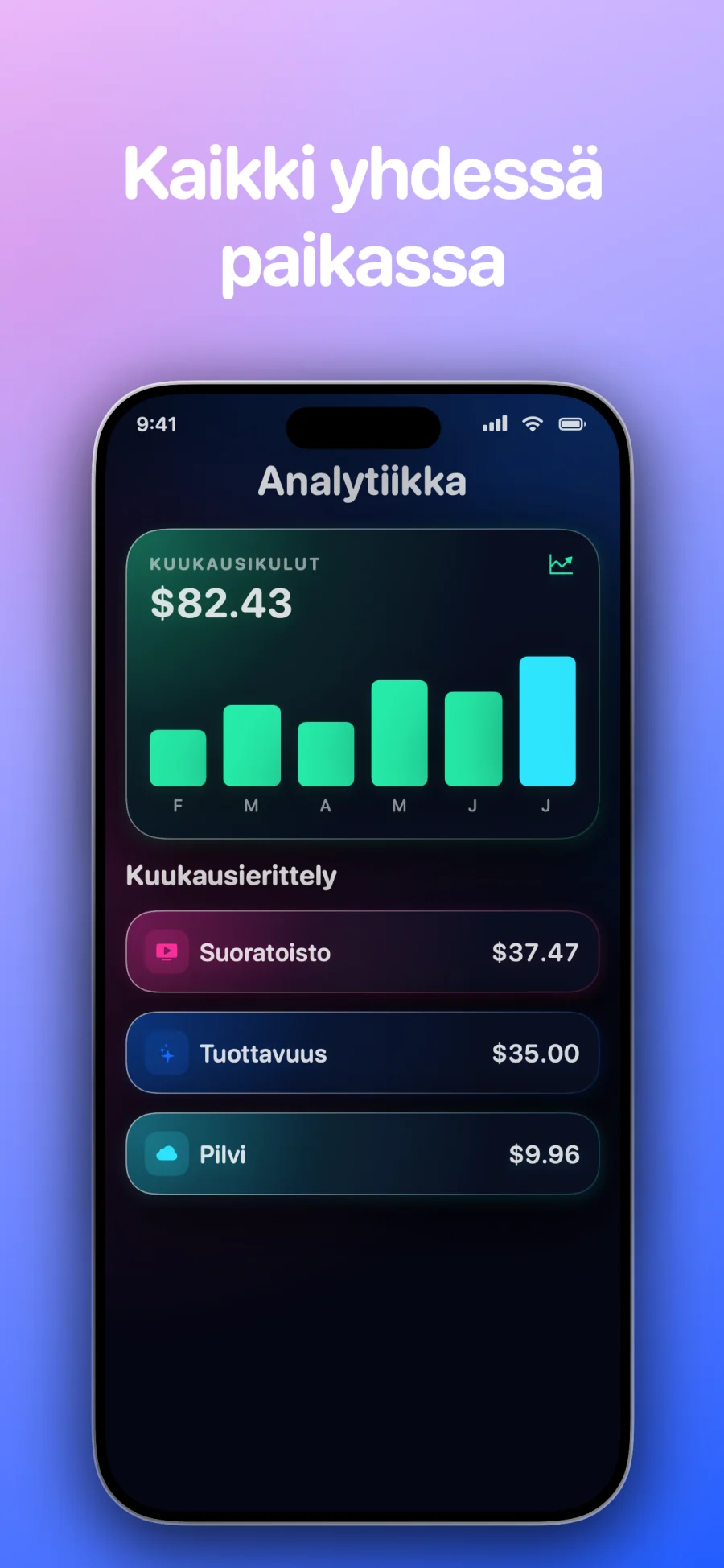 SubSub - SubTracker: sovelluksen näyttö 4