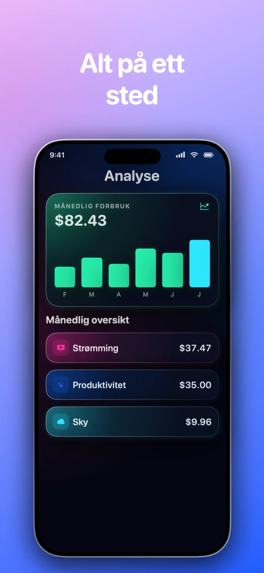 SubSub - SubTracker: app-skjermen 4